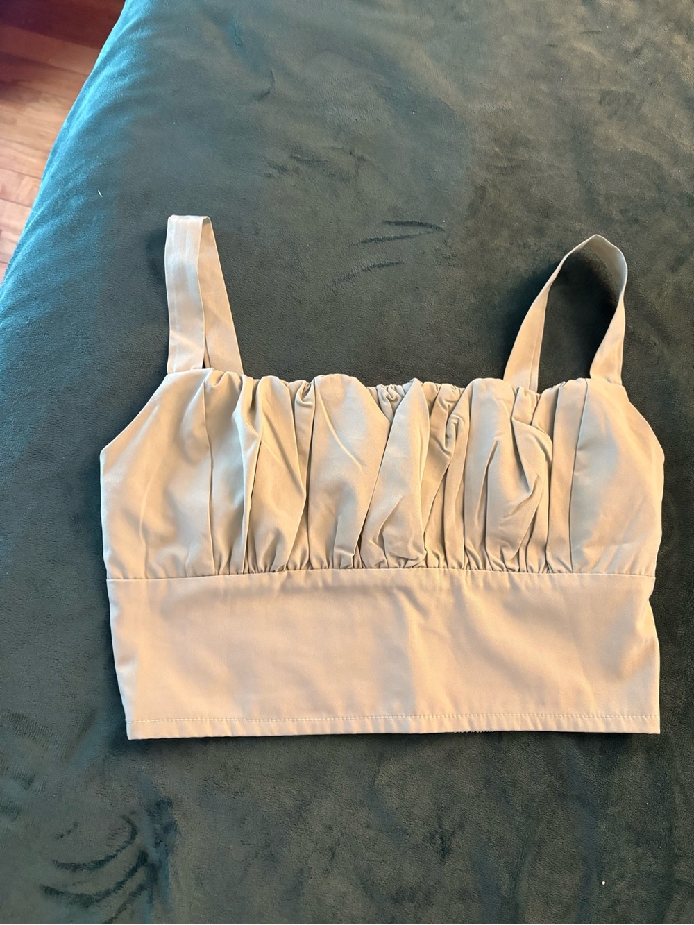 Ruched Beige Cropped Camisole Top - Women's Summer Tank